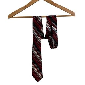 Burma Bibas Striped Red and Black 100% silk Tie